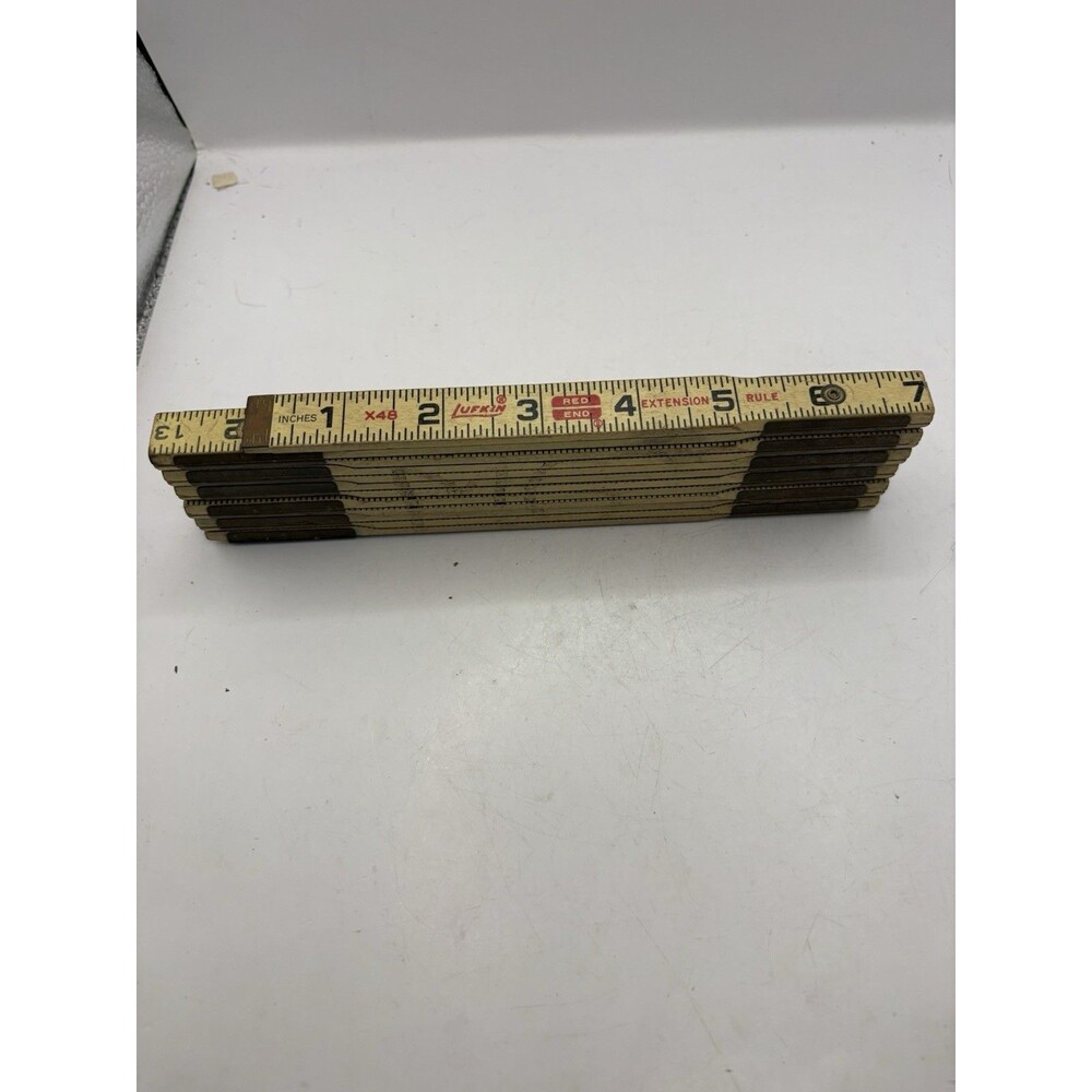 LUFKIN X48 RED END FOLDING EXTENSION RULE RULER 95” & BRASS 6" Carpenter Tool